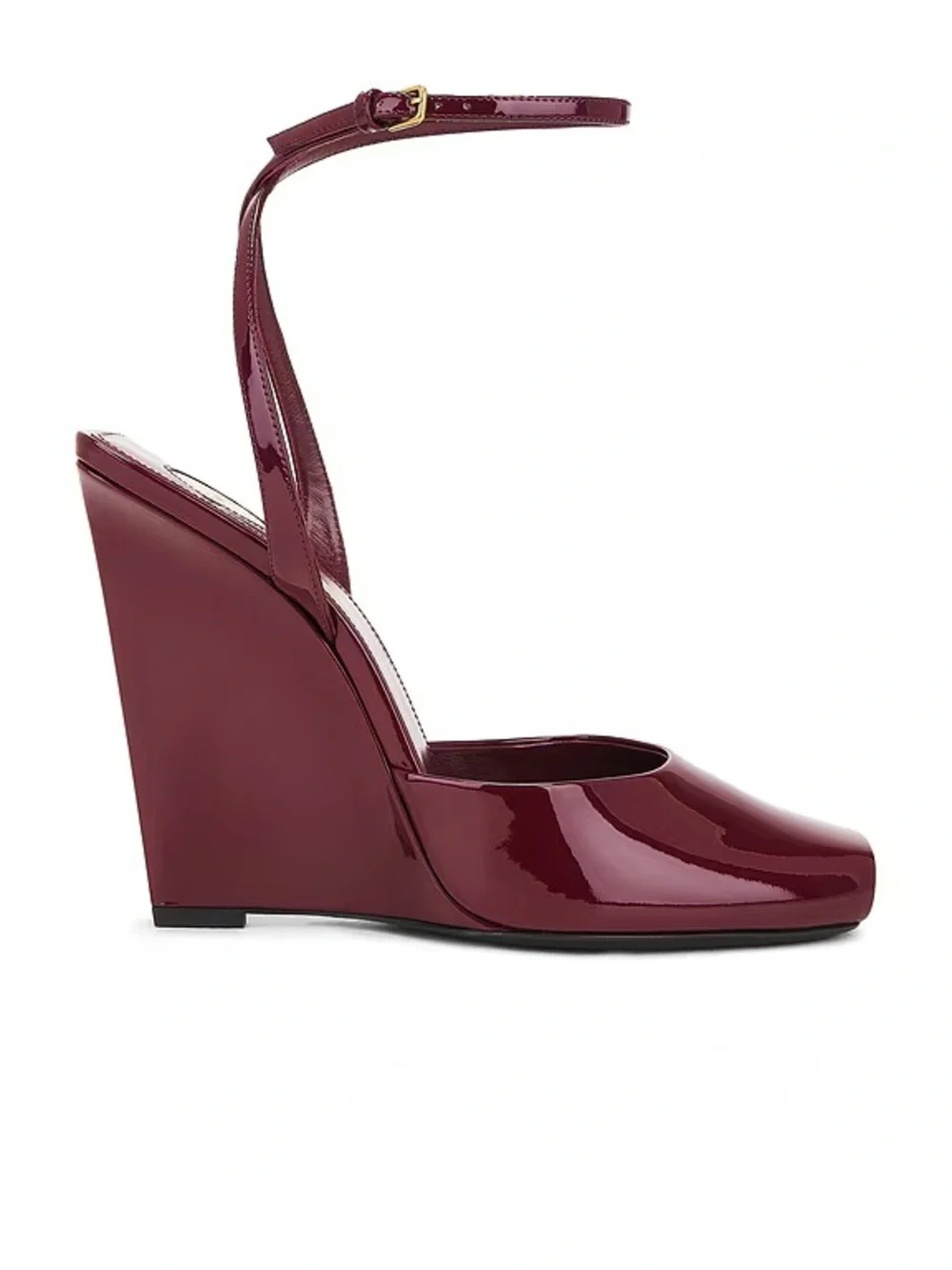 Saint Laurent Burgundy Patent Orhand peep toe wedge - Picture 3 of 4